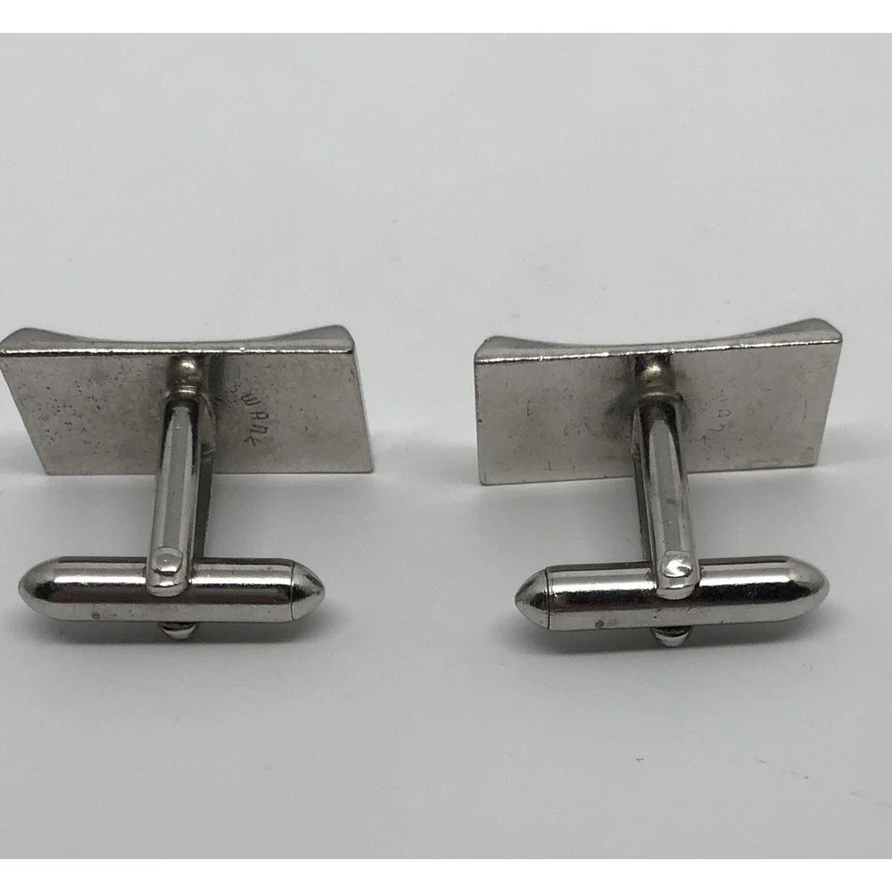 Vintage Rare Swank Cuff Links Rectangular‎ Etched Elegant Silver Tone Cufflinks